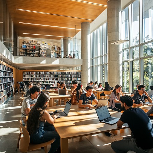 Students studying in a bright modern library in Tampa